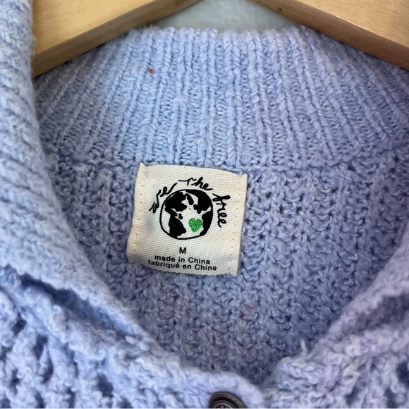 Free People Care Snowdrift Pullover Polo Sweater Light Blue - Picture 5 of 7